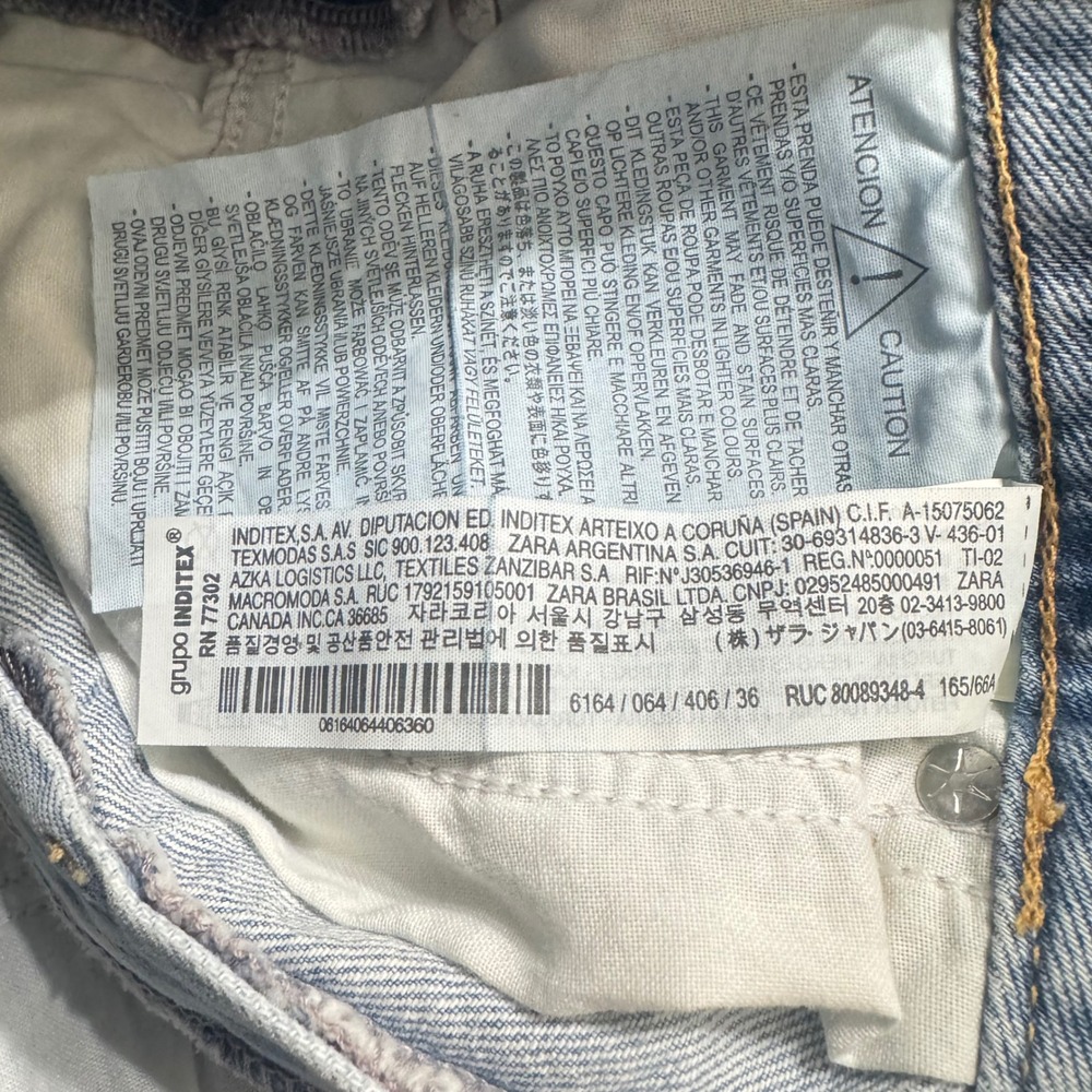 Zara Slim Fit Jeans Women 4 Light Blue NEW High Rise Distressed Cropped 6164/064 - Picture 10 of 11